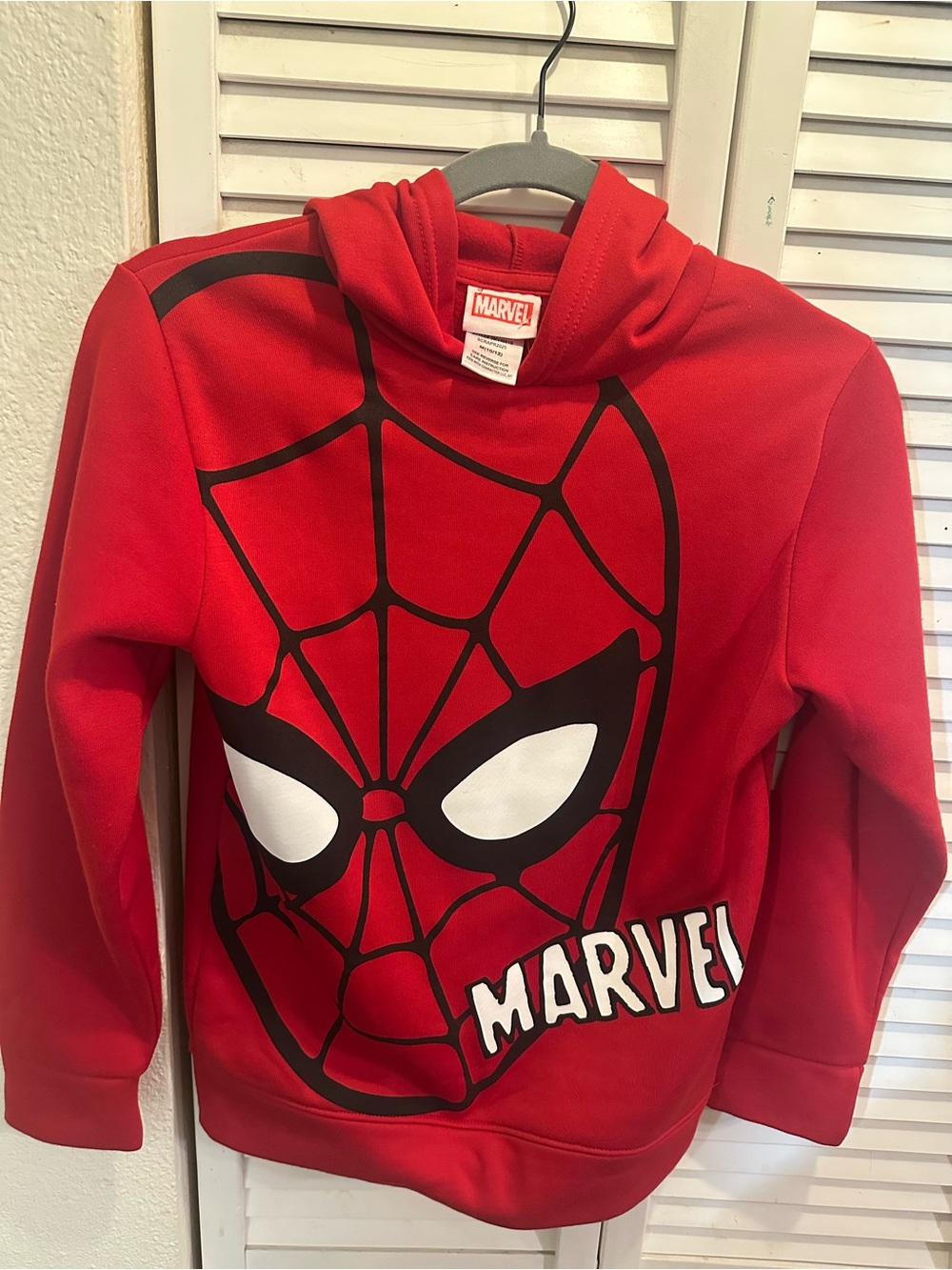 Marvel Red Spider-Man Pullover Hoodie with Black & White Graphic